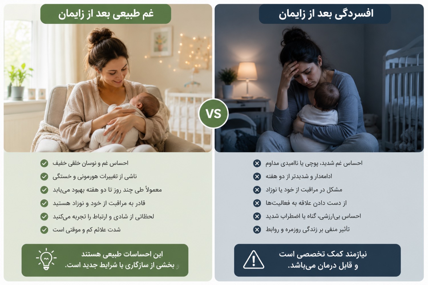 تفاوت افسردگی بعد از زایمان با غم طبیعی بعد از زایمان