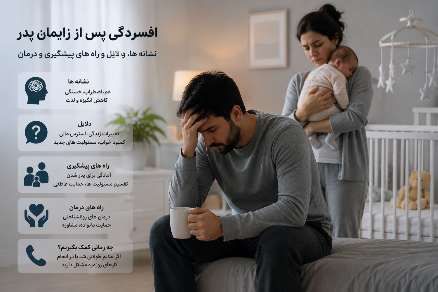 علائم افسردگی بعد از زایمان در پدران